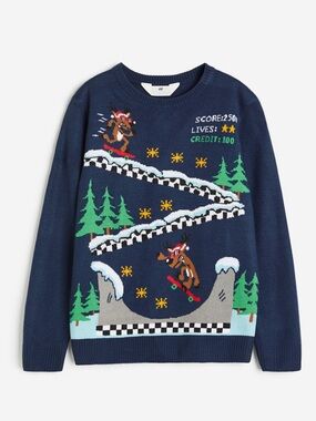 H&M Reindeer Deer Game Sweater